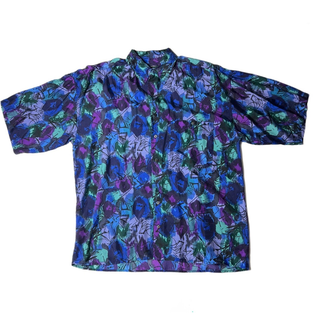 Vintage Substudio Silk 80s Party Shirt XL | abstract short sleeve button up